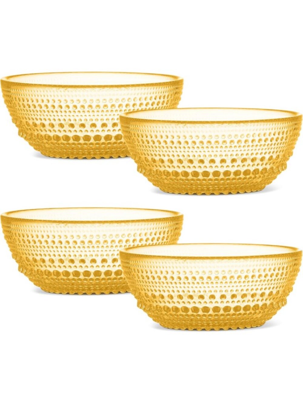 Set of 4 Amber Hobnail Glass Bowls - Vintage Pressed Glass, 20 oz Decorative